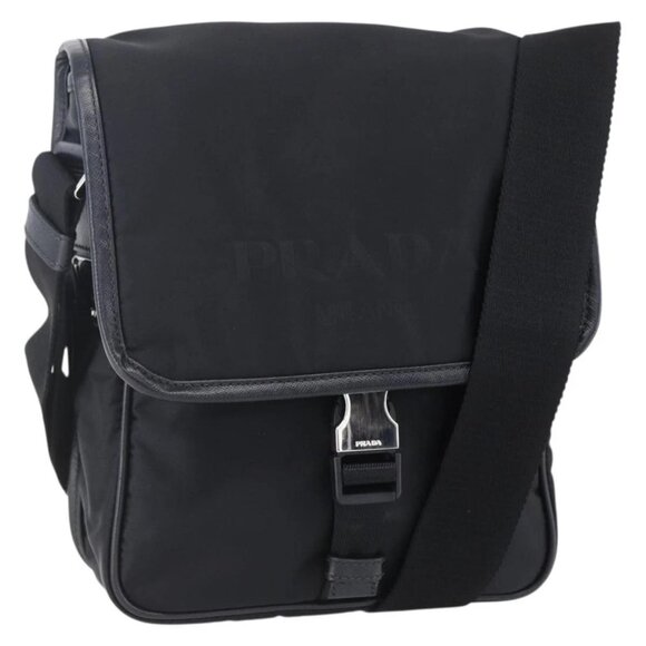 PRADA Shoulder Bag Nylon Black Silver Auth am9570V - Picture 1 of 16